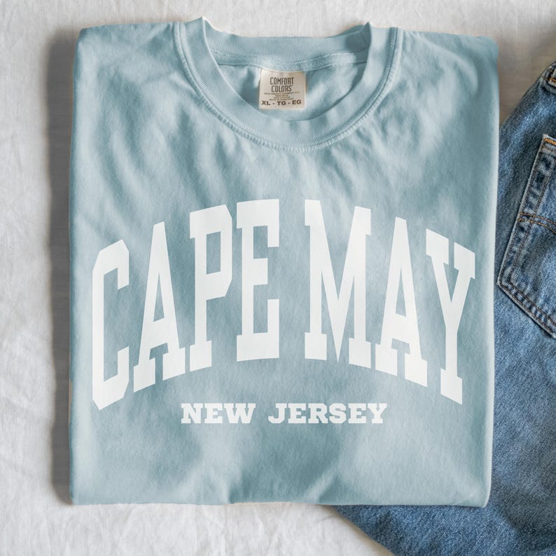 Cape May Sweatshirt, Comfort Colors Cape May Shirt, New Jersey Vacation Trip Souvenir Gift, Girls Trip Vacay Beachy Crewneck New Jersey Tee