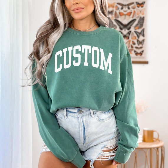 Custom Sweatshirt, Comfort Colors Personalized Gift for Her Custom Crewneck Aesthetic Sweatshirt, Customize Shirt Trendy Custom Name Shirt