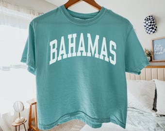 Bahamas Crop Tee, Comfort Colors Bahamas Shirt Summer Boxy Bahamas Crop Top, Bachelorette Honeymoon Caribbean Vacation Trip Souvenir Gift