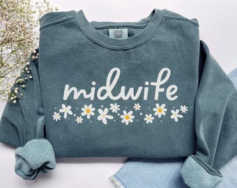 Moletom de Parteira, Camiseta de Parteira Comfort Colors, Camiseta de Páscoa para Parteira, Presente para Parteira, Suéter de Manga Longa para Parteira e Doula de Trabalho de Parto e Nascimento