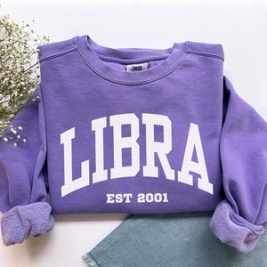 Custom Libra Sweatshirt, Comfort Colors Custom Libra Shirt, Libra Gift, Custom Zodiac Shirt, Personalized Horoscope September October Gift