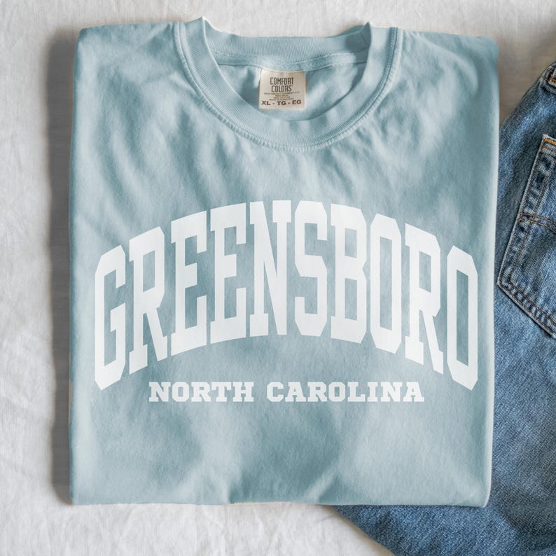 Greensboro Sweatshirt, Comfort Colors Greensboro NC Shirt, North Carolina Vacation Trip Souvenir Gift, North Carolina Crewneck Student Gift
