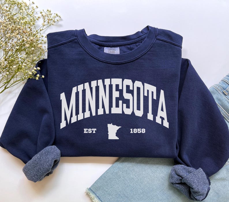 Minnesota Sweatshirt, Comfort Colors Minnesota Shirt, Minnesota Vacation Trip Souvenir Gift, Midwest College Student Gift Minnesota Crewneck