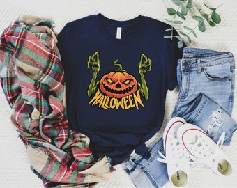 Pumpkin Halloween Shirt, Halloween Tshirt Gift Plus Size Halloween Pumpkin T-Shirt Mens Halloween Costume, Womens Halloween Pumpkin Shirt