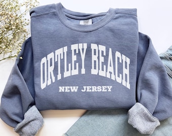 Ortley Beach Sweatshirt, Comfort Colors Ortley Beach Shirt Beach Crewneck, Preppy Beachy East Coast New Jersey Vacation Trip Souvenir Gift