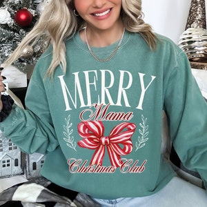 Christmas Mom Sweatshirt, Christmas Mama Sweatshirts, Family Christmas Sweater Holiday Mom Shirt, Merry Mama Social Club Mama Claus Sweaters