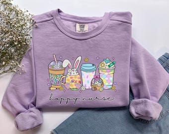Custom Easter Sweatshirt, Comfort Colors Custom Easter Shirt Custom Easter Gift for Coffee Lover, Personalized Easter Shirt Your Name Shirt