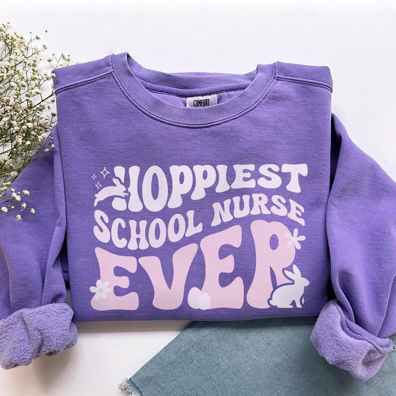 Easter School Nurse Shirt, Comfort Colors Easter School Nurse Sweatshirt School Nurse Gift, School Nurse Tshirt Easter Gift for New Nurse