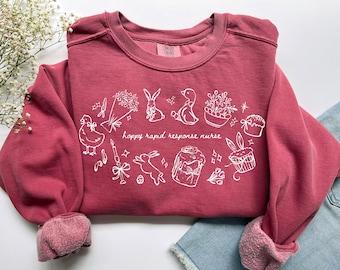 Hoppy Rapid Response Nurse Sweatshirt, Comfort Colors Easter CCU Nurse Shirt CICU Nurse Shirt, Critical Care Icu NICU Nurse Graduation Gift