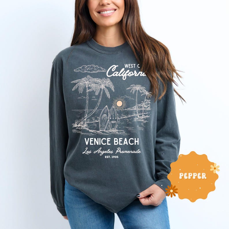 Venice Beach Shirt California Sweatshirt, Comfort Colors Venice Beach Sweatshirt, California Vacation Surfing Venice Beach California Gifts