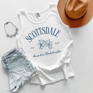 Custom Bachelorette Scottsdale Tank Top, Comfort Colors Unisex Personalized Bridesmaids Tank Top, Custom Bridal Wedding Bride Bach Tank Top