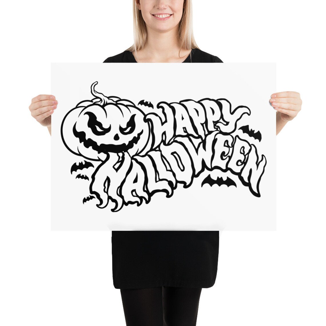 Happy Halloween wall art Halloween wall prints Pumpkin wall | Etsy