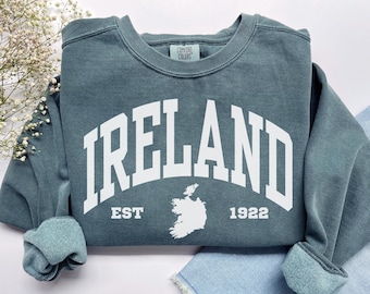 Comfort Colors Ireland Map Sweatshirt, St Patrick's Day T-Shirt Irish Roots Crewneck