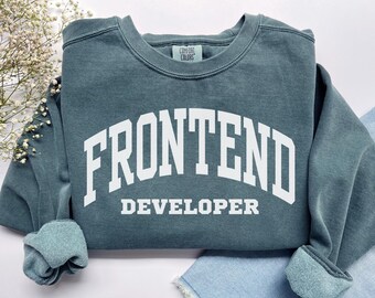 Sudadera para desarrollador front-end, colores cómodos, sudadera de cuello redondo para desarrollador front-end, suéter para desarrollador web, informática y codificación.