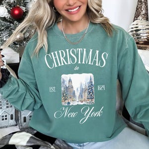 Christmas in New York Sweatshirt, Comfort Colors NYC Shirt, New York Christmas Vacation Trip, New York City Shirt, NYC Xmas in New York Tee