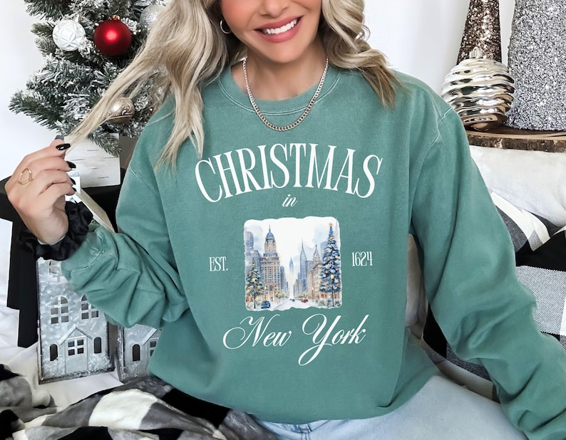 Christmas in New York Sweatshirt, Comfort Colors NYC Shirt, New York Christmas Vacation Trip, New York City Shirt, NYC Xmas in New York Tee