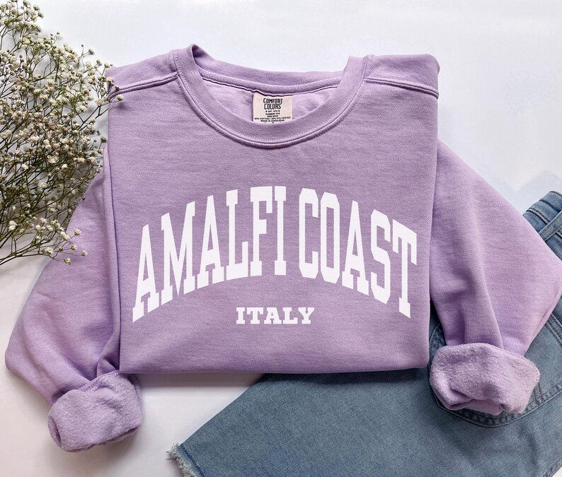 Amalfi Coast Sweatshirt, Comfort Colors Amalfi Coast Shirt Amalfi Crewneck, Mediterranean Europe Honeymoon Italy Vacation Trip Souvenir Gift