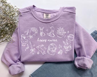 Hopfeniges Krankenschwester-Sweatshirt, Komfortfarben Ostern Krankenschwester-Shirt Frühling RN Krankenschwester-T-Shirt, Registered Nurse Practiner EP Nursing-Abschluss-Geschenk