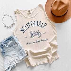 Custom Bachelorette Scottsdale Tank Top, Comfort Colors Unisex Personalized Bridesmaids Tank Top, Custom Bridal Wedding Bride Bach Tank Top