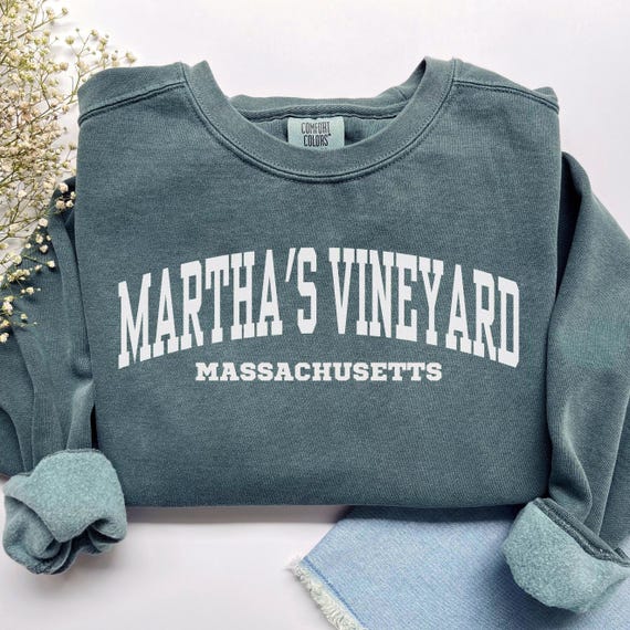 Marthas Vineyard Sweatshirt, Comfort Colors Marthas Vineyard Shirt Massachusetts Vacation Girls Trip Souvenir Gift, Massachusetts Crewneck