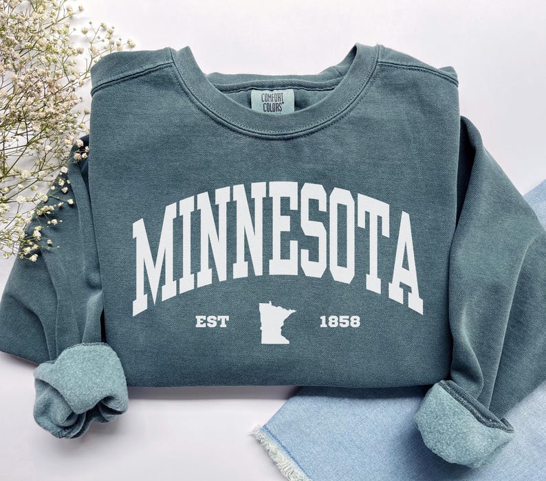 Minnesota Sweatshirt, Comfort Colors Minnesota Shirt, Minnesota Vacation Trip Souvenir Gift, Midwest College Student Gift Minnesota Crewneck