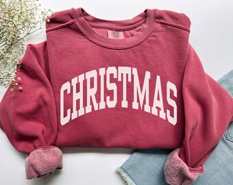 Christmas Sweatshirt, Comfort Colors Christmas Shirt Christmas Gift, Preppy Christmas Sweater Christmas PJs Couple Merry Christmas Crewneck