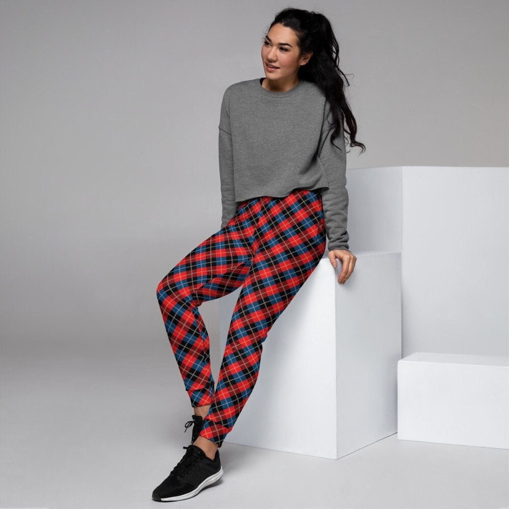 Womens Plaid Christmas Joggers 