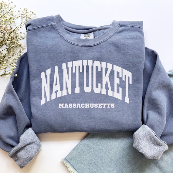 Nantucket Sweatshirt, Comfort Colors Nantucket Shirt Massachusetts Vacation Trip Souvenir Gift, Beach Nantucket Sweater Nantucket Crewneck