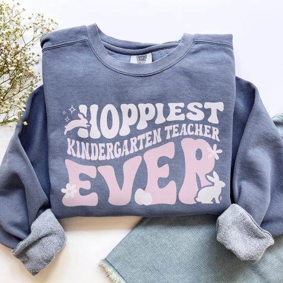 Easter Kindergarten Teacher Shirt, Comfort Colors Kindergarten Teacher Sweatshirt Easter Kindergarten Teacher Gift, Preschool Teacher Shirt