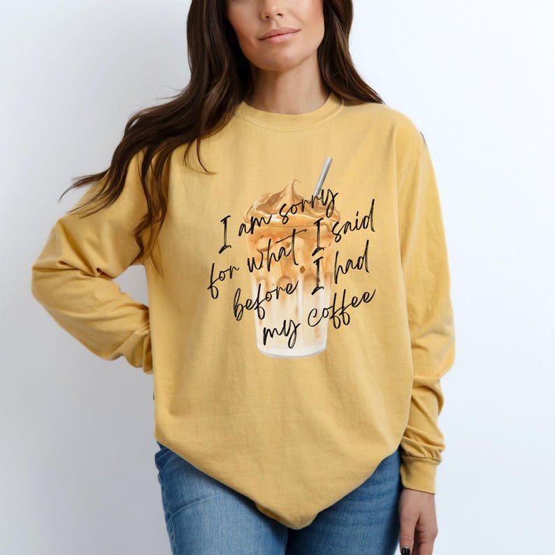 Latte Coffee Shirt, Comfort Colors Iced Coffee Shirt, Coffee Lover Gift for Her, Long Sleeve Iced Latte Cappuccino Tee, Coffee Addict Tshirt