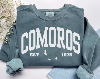 Comoros Sweatshirt, Comfort Colors Comoros Map Shirt Vacation Trip Souvenir Gift, Africa Vacay Comorian Pride Roots Comoros Flag Crewneck