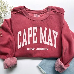 Cape May Sweatshirt, Comfort Colors Cape May Shirt, New Jersey Vacation Trip Souvenir Gift, Girls Trip Vacay Beachy Crewneck New Jersey Tee