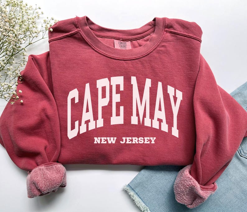 Cape May Sweatshirt, Comfort Colors Cape May Shirt, New Jersey Vacation Trip Souvenir Gift, Girls Trip Vacay Beachy Crewneck New Jersey Tee