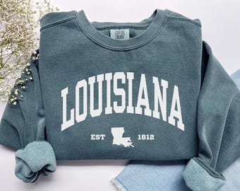 Louisiana Sweatshirt, Comfort Colors Louisiana Shirt, Louisiana Vacation Trip Souvenir, Preppy LA Moving to Louisiana Crewneck Student Gift