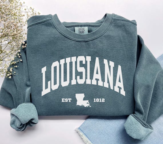 Louisiana Sweatshirt, Comfort Colors Louisiana Shirt, Louisiana Vacation Trip Souvenir, LA Preppy Moving to Louisiana Crewneck Student Gift