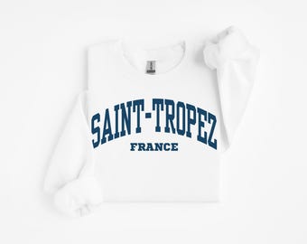 Saint Tropez Sweatshirt, Cote D Azur Französische Riviera Pullover Frankreich Urlaub Souvenir Geschenk, Altes Geld Ästhetik Mittelmeer St Tropez Hoodie