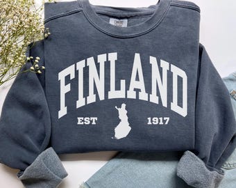Finland Sweatshirt, Comfort Colors Finland Map Shirt Nordic Vacation Trip Souvenir Gift, Scandi Vacay Finnish Roots Finland Flag Crewneck