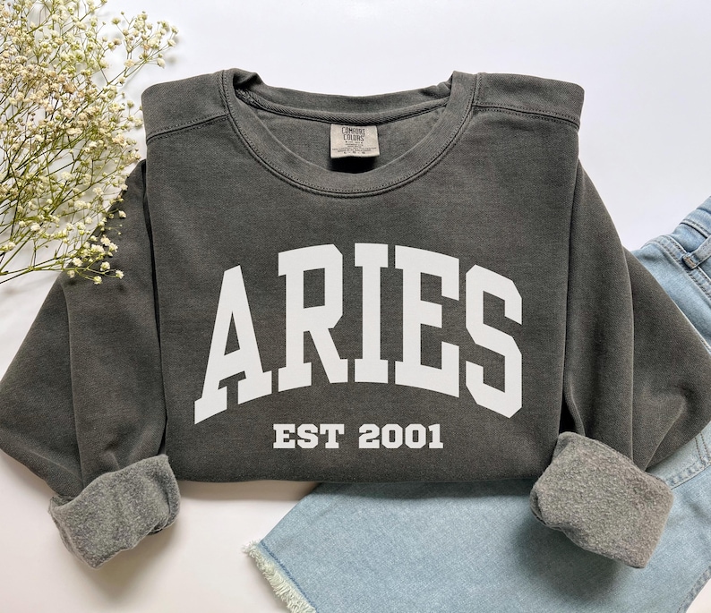 Custom Aries Sweatshirt, Comfort Colors Custom Aries Shirt, Aries Gift, Custom Zodiac Shirt, Personalized Horoscope Gift, March April Gift