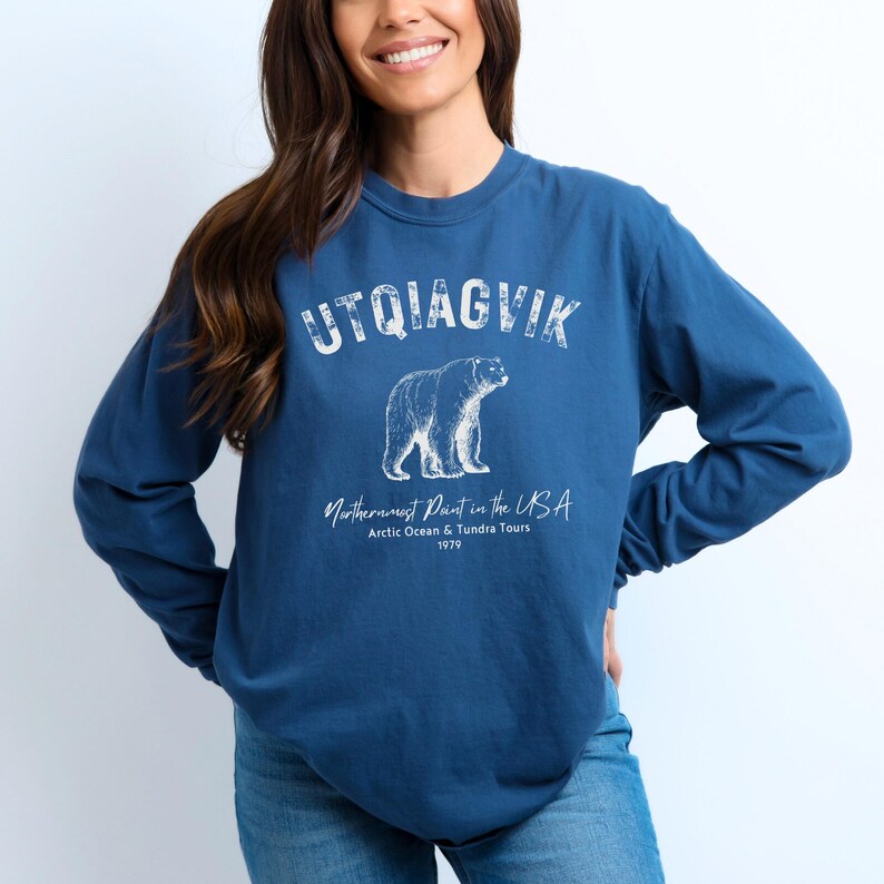 Utqiagvik Alaska Sweatshirt, Comfort Colors Barrow Alaska Shirt, Utqiaġvik Alaska Souvenir Trip Vacation Gift, Arctic Ocean Polar Bear Shirt