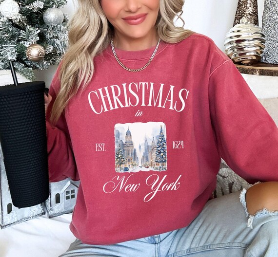 Christmas in New York Sweatshirt, Comfort Colors NYC Shirt, New York Christmas Vacation Trip, New York City Shirt, NYC Xmas in New York Tee