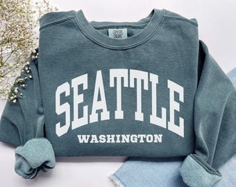 Seattle Washington Sweatshirt, Comfort Colors Seattle Shirt, Washington Vacation Trip Souvenir Gift, Sports Seattle WA Crewneck Student Gift