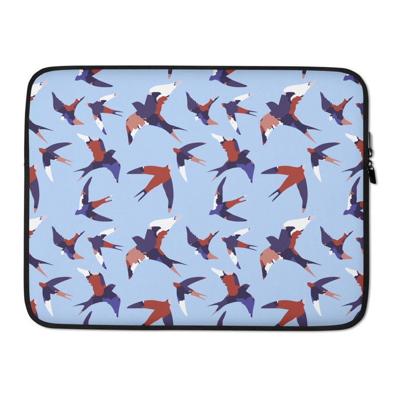 Cute Macbook Air sleeve 13 inch laptop case 15 inch laptop sleeve Swallow birds laptop sleeve Pastel blue laptop bag MacBook Pro sleeve