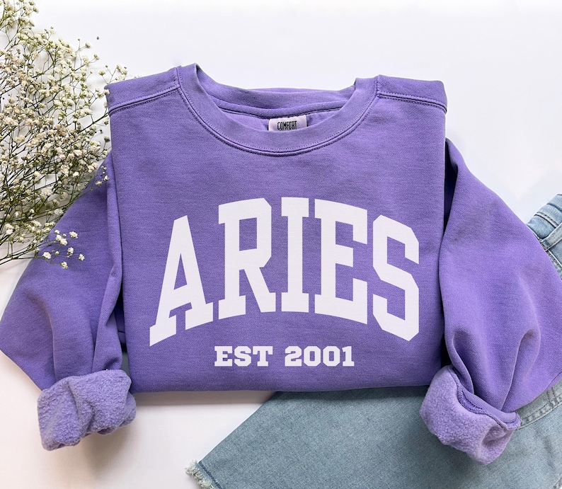 Custom Aries Sweatshirt, Comfort Colors Custom Aries Shirt, Aries Gift, Custom Zodiac Shirt, Personalized Horoscope Gift, March April Gift