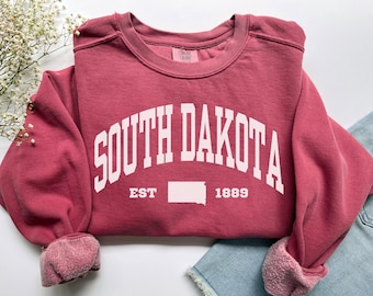 South Dakota Sweatshirt, Comfort Colors South Dakota Shirt, South Dakota Vacation Trip Souvenir Gift, Midwest Student South Dakota Crewneck