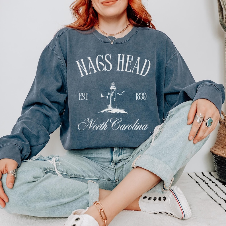 Nags Head Sweatshirt, Comfort Colors Nags Head NC Long Sleeve Tee North Carolina Vacation Trip Souvenir Gift, North Carolina Beach Crewneck