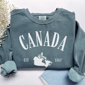 Sudadera de Canadá, camiseta con mapa de Canadá de Comfort Colors, cuello redondo de Canadá, suéter de Canadá, pulóver de Canadá, camiseta canadiense, regalo de recuerdo de Canadá