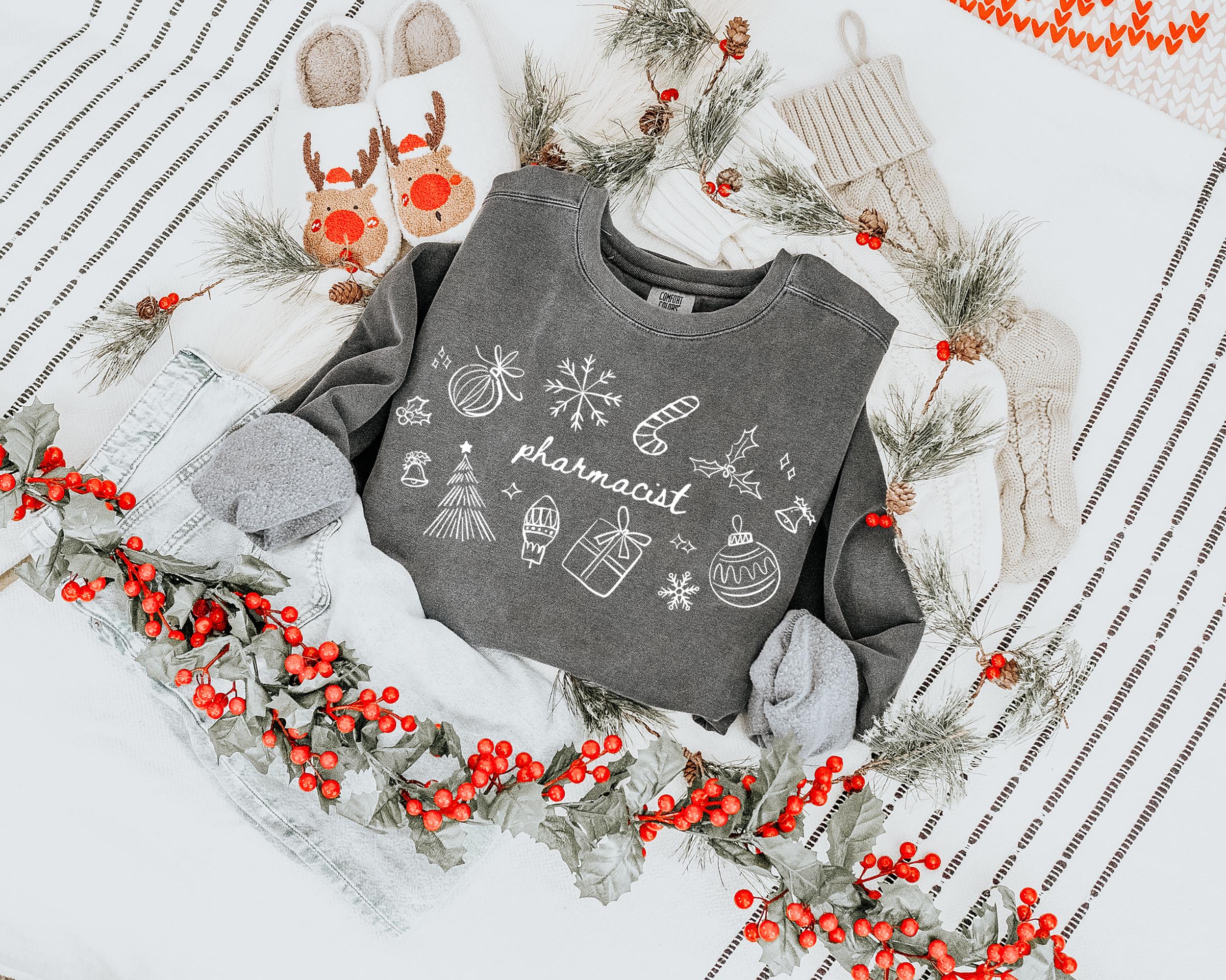 Christmas Pharmacist Sweatshirt, Comfort Colors Pharmacy Tech 