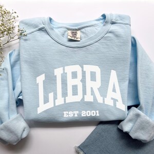 Custom Libra Sweatshirt, Comfort Colors Custom Libra Shirt, Libra Gift, Custom Zodiac Shirt, Personalized Horoscope September October Gift