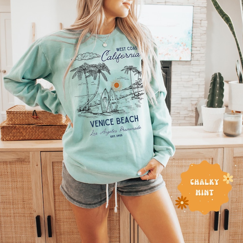 Venice Beach Sweatshirt, Comfort Colors Venice Beach California Shirt California Vacation Trip Souvenir Gift, Surfing Venice Beach T-Shirt
