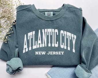 Atlantic City Sweatshirt, Comfort Colors Atlantic City NJ Shirt New Jersey Vacation Trip Souvenir Gift, Atlantic City Crewneck NJ Sweater